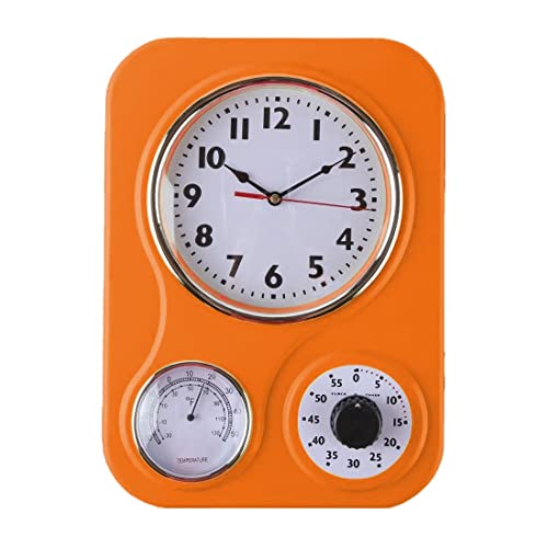 Lily's Home Retro Küchenuhr mit Temperatur und Timer (Orange) von Lily's Home