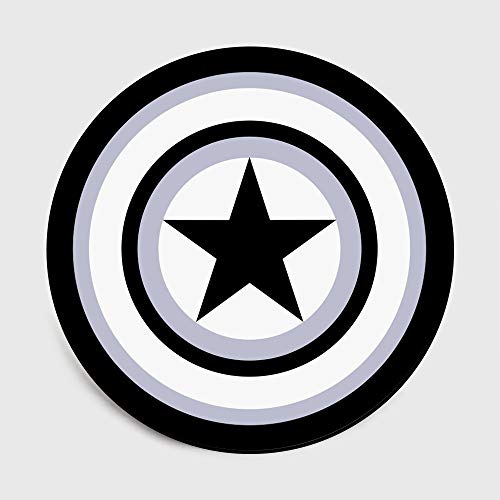 Lily&her friends - Fashion Captain America Grey Shield Pentagramm Schlafzimmer Wohnzimmer Kurz Kristall Samt Runde Matte Teppich Bodenmatte Baby Krabbelunterlage (Grauschild, Durchmesser: 40 cm) von Lily&her friends