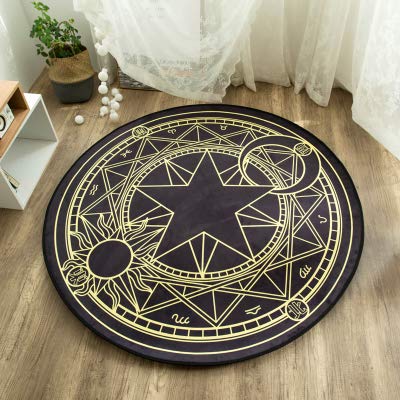 Lily&her friends - Runde Bodenmatte, Tarot-Serie Teppich, Kinderkissen,Baby Krabbelunterlage,Spielmatten,Yogamatten,multifunktional,rutschfest und waschbar,dekoratives Kissen (Tarot schwarz, 160 cm) von Lily&her friends
