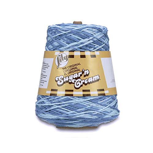 Lily Sugar N Cream Cones Faded Denim-Garn – 1 Packung mit 400 g – Baumwolle – #4 Medium – 706 Meter – Stricken/Häkeln von Lily