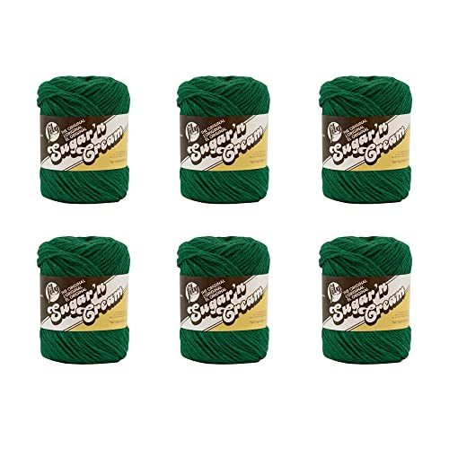 Lily Sugar'N Cream Dark Pine Garn – 6 Packungen mit 71 g – Baumwolle – 4 Medium (Kammgarn) – 120 Meter – Stricken/Häkeln von Lily