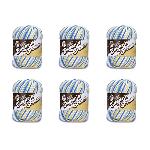 Lily Sugar'N Cream Super Size Sunkissed Garn – 6 Pack mit 85 g – Baumwolle – 4 Medium (Kammgarn) – 150 Meter – Stricken/Häkeln von Lily