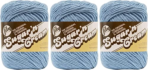 Lily Sugar 'n Cream Solids Garn aus 100 % Baumwolle, Hellblau, 3 Stück von Lily