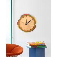 Handgefertigte Burger Wanduhr - Pappelholz Bunt Uv Gedruckt Handwerkliche Qualität Moderne Pop Art Uhr Retro Home Decor von LilyMamaTR