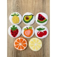 Handgefertigte Punch Needle Obst Auto Untersetzer - 2Er-Set Fun Zubehör von LilyShaaHandmade