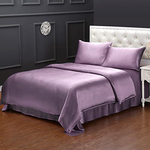 LILYSILK Seide Bettbezug 200x200cm Bettbezüge mit edlem Schlafkomfort in 100% Seide von 19 Momme，Lavender von LilySilk
