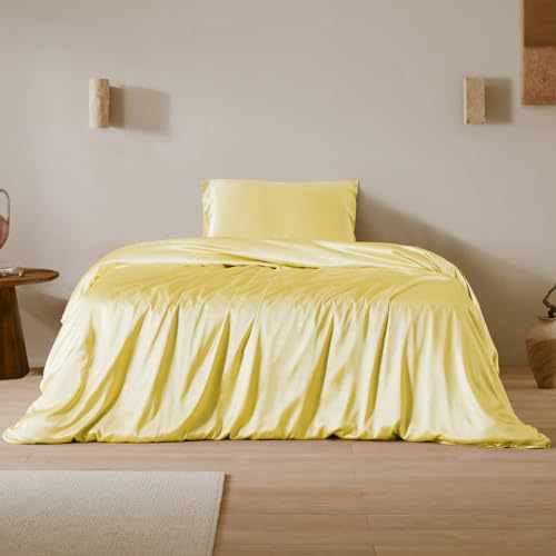 LilySilk 100% Maulbeere Seide Bettwäsche-Set 2 teilig Bettbezug 135x200cm Kissenbezug 80x80cm Unifarben 19 Momme Hypoallergen Super weich und atmungsaktiv,LILYÁUREA® Ungefärbtes Natürliches Gold von LilySilk