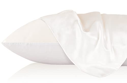 LilySilk 19 Momme Seidenkissenbezug 100% Maulbeerseide Uniseite aus Baumwolle mit Reißverschluss Haar- und Hautpflege Seidenbezug für Kopfkissen 1 Stück(Elfenbein,40×60cm) von LilySilk