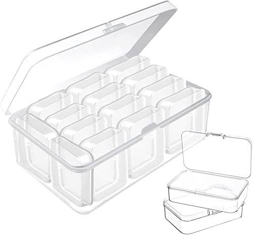 14 Stück transparente Mini-Aufbewahrungsboxen für Perlen, klein, leer, Organizer mit Scharnierdeckel, Behälter für die Aufbewahrung von kleinen Gegenständen, Bastelarbeiten, Nähwerkzeuge, Schmuck und von Lilybeller