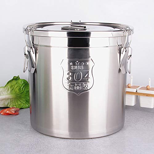 Lilyeriy 6L/12L Getreidebehälter 304 Edelstahl versiegelt Getreide Container mit Deckel für Küche Verriegelung Schnalle Lagerung Reis Getreide Milch Kochen Öl Eimer (6L) von Lilyeriy