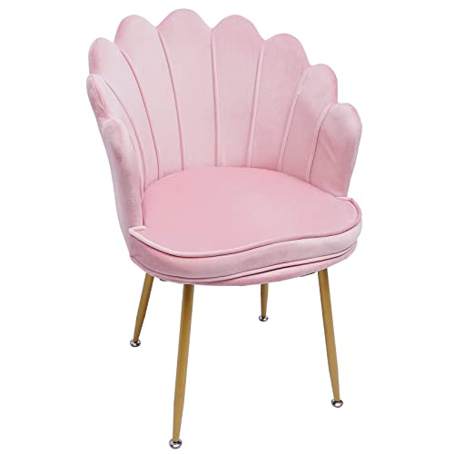 Lilyeriy Sessel Vergoldeten Metallbeinen Samt Samtstuhl Freizeitstuhl in Blumenform Rosa Sessel für Schlafzimmer Schminktisch Vanity 45 x 60 x 74 cm von Lilyeriy