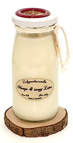 Duftkerze Mango & tangy Lime, 56+ Stunden Brennzeit, 100% Sojawachs, Mango & Limette von Lilygardencandles