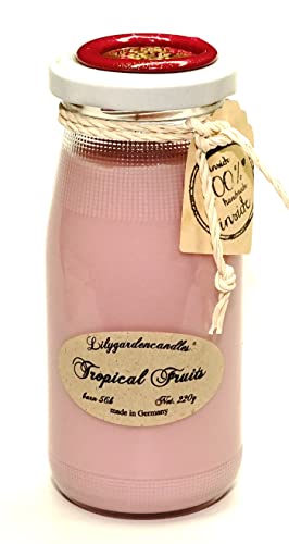 Lilygardencandles Duftkerze exotische Früchte in der Milk Bottle/Sojawachs mit Einer Brennzeit über 56 Stunden / 6 x13cm von Lilygardencandles