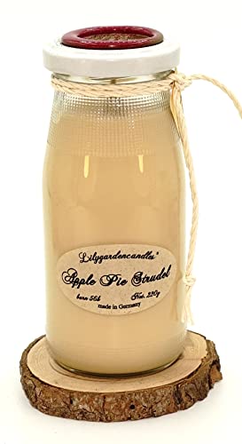 Lilygardencandles Duftkerze Apfel-Strudel in der Milk Bottle / 100% Sojawachskerze mit Einer Brennzeit über 56 Stunden / 6 x 14cm / verführerischer Duft von Lilygardencandles