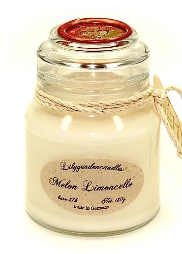 Lilygardencandles Duftkerze Melonen-Limonade im Stopper Jar / 100% Sojawachskerze / 37+ Stunden Brennzeit/intensiver Melonen Duft von Lilygardencandles