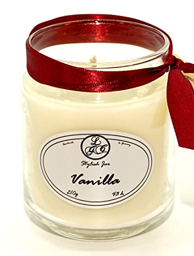 Lilygardencandles Duftkerze Vanilla im Glas, CocoSoy-Wachs, 43+ Stunden Brennzeit, Vanillepudding - Duft von Lilygardencandles