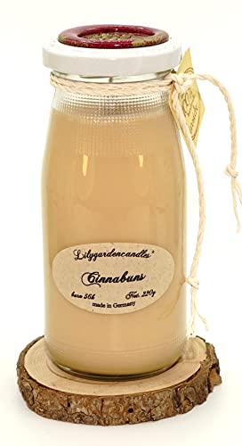 Lilygardencandles Duftkerze Zimtschnecke in der Milk Bottle / 100% Sojawachskerze / 6 x 14cm / 56+ Stunden Brennzeit/intensiver Zimtduft von Lilygardencandles