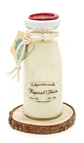 Lilygardencandles Duftkerze im Duft exotische Früchte Milk Bottle small mit Einer Brennzeit von mindestens 44 Stunden von Lilygardencandles