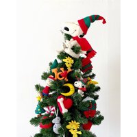 Set Von Zwanzig Weihnachtsfilzschmuck Und Baumspitze, Snoopy Hund, Cartoon-Weihnachtsschmuck, Weihnachtsbaumspitze, Lustiger Weihnachtsbaum von Lilyparty