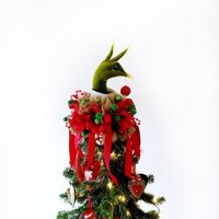 Weihnachtsbaum Topper, Grinch Inspirierter Grüner Arm, Lustiger Baum Stola Weihnachten Inspiriert, Exclusive Handmade Tree Topper von Lilyparty