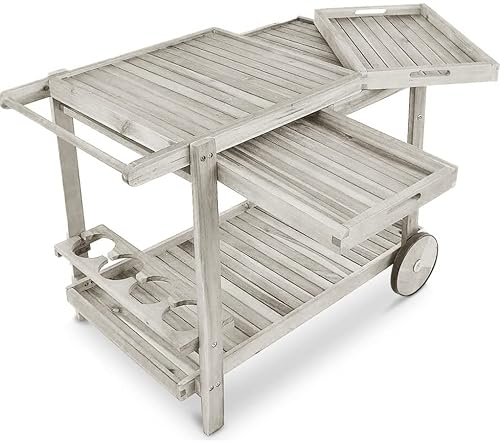 Limal Barbecue Trolley aus Akazienholz Garten-Servierwagen 80 x 100 x 57 cm grau von Limal