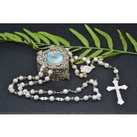 Vintage Silberfarbener Rosenkranz Mit Herzdose, Religiöses Geschenk, Objekt, Vintage Rosenkranz, Weihnachtsgeschenk, Oma Vintage Silberfarbener Rosenkranz Mit Herzdose, Religiöses Geschenk, Objekt, Vintage Rosenkranz, Weihnachtsgeschenk, Oma von Limbhad