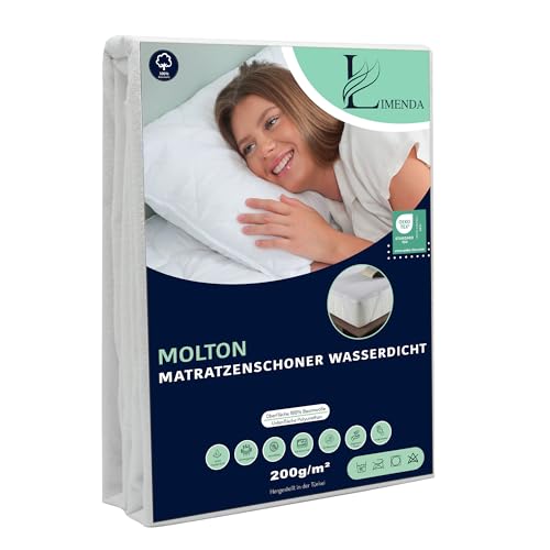Limenda Molton Matratzenschoner 180x200 (2er Set) - wasserdichte Molton Matratzenauflage 180x200 aus 100% Baumwolle, Matratzenschutz, Inkontinenzunterlage waschbar von Limenda