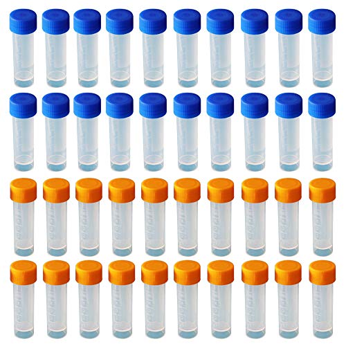 Limeow 40 Stück 5ml Kunststoff Kryoröhrchen Absolvierte Kryoroehrchen Reagenzglasprobe Plastikröhrchen Reagenzglas Reagenzgläser Probenröhrchen Probierrohr von Limeow