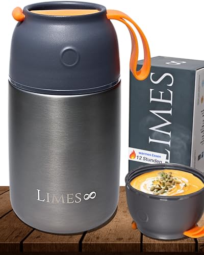 Limes 8® Thermobehälter für Essen - 700ml - Warmhaltebehälter für Speisen - Thermo Lunchbox Edelstahl - Essensbehälter für Babynahrung, Suppen, Müsli to go Speisegefäß von Limes 8