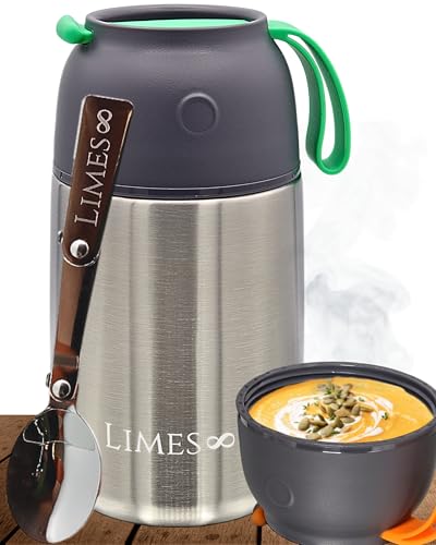 Limes 8® Thermobehälter für Essen - Geschirrspüler geeignet - 700ml - Neu 2023 Warmhaltebehälter für Speisen - Thermo Lunchbox Edelstahl - Essensbehälter für Babynahrung, Suppenbehälter, Speisegefäß von Limes 8