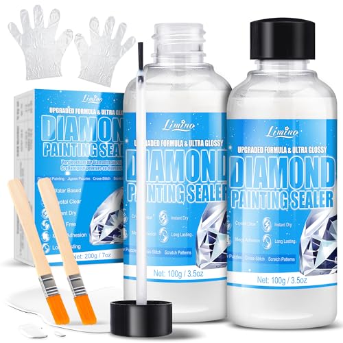 Diamond Painting Versiegler - 2 Stück Diamond Painting Kleber, Diamond Painting Sealer für Glanzverstärkung und Dauerhaften Halt, Diamond Painting Zubehör für Puzzles, Diamond Untersetzer (100g*2) von Limino
