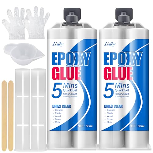 Epoxidkleber Kit - 100ml Transparent 2 Komponenten Epoxidharz Kleber zur Reparatur von Fliesen, Metall, Keramik, Kunststoff, Holz - Schnelle Reparatur in 5 Minuten 2k Epoxy Kleber - Starker Klebstoff von Limino