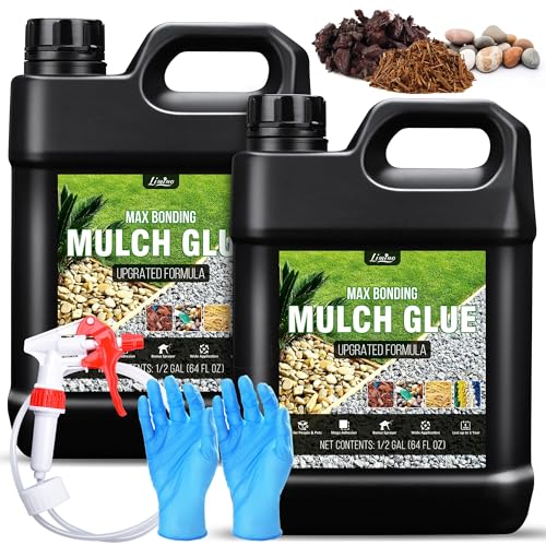 Kiesbinder - 128oz Harzkieskleber, Mulchkleber mit Applikator zum Verkleben von Steinen, Kies, Rinde-Ungiftig Gebrauchsfertig kieskleber Mulch Kleber für Blätter, Landschaftsbau, Gartenwegen, Rabatten von Limino