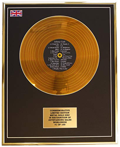 Johnny Cash – I Walk The Line Metall-Schallplatte, Commemorative LTD Edition von Limited Edition Metal Gold Disc