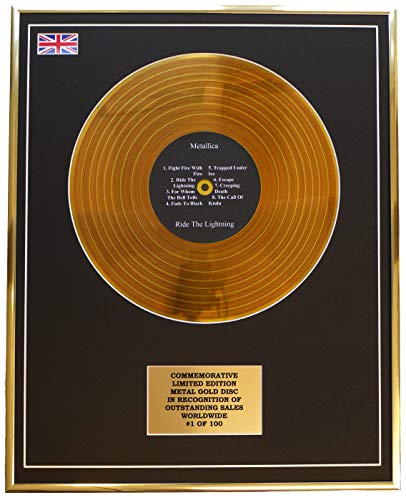 Metallica – Ride the Lightning Metall-Gold-Schallplatten-Display von Limited Edition Metal Gold Disc