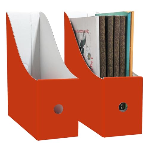 Limitliho Zeitschriften-Aufbewahrungsboxen aus Karton, vertikale Aktenbox für Schreibtisch oder Regale, Buchhalter für Klassenzimmer, Büro, Zuhause (Tomatenrot, 26,9 x 25,9 x 8,9 cm) von Limitliho