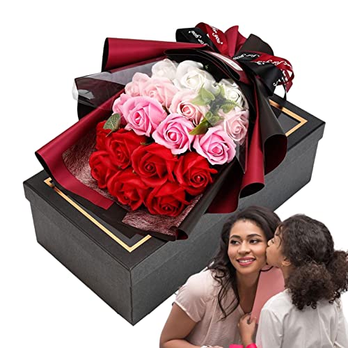 Limitoll Seife Rosenstrauß, Duftende Badeseife Flower, Dekorativer Seifenblumenstrauß aus duftenden Rosenblättern mit schwachem Duft als Muttertagsgeschenk von Limitoll