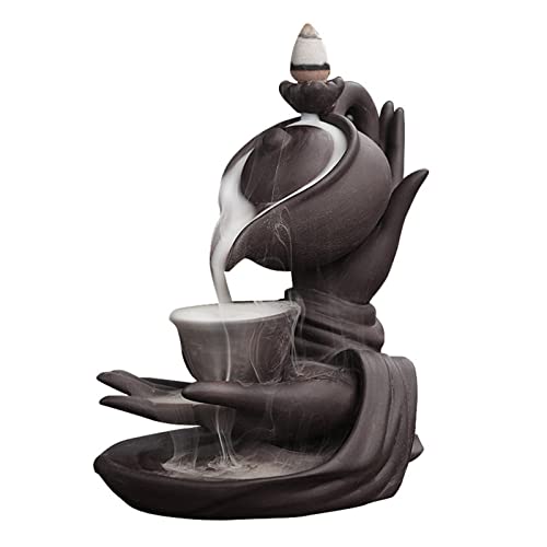 Limitoll Räucherstäbchenhalter aus Keramik mit Rückfluss - Rückfluss Räucherstäbchenhalter Buddha Hand | Lucky Antique Keramik Aromatherapie Räucherstäbchen Ornament Home Decor von Limitoll