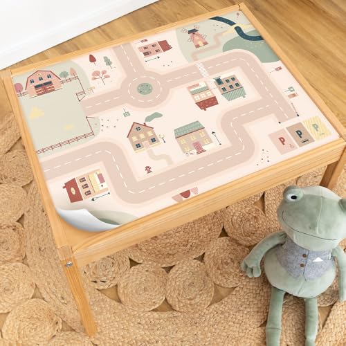 LIMMALAND Klebefolie passend für IKEA LÄTT Kindertisch – Bunte Möbelfolie für Kinderzimmer – Selbstklebende Designfolie mit Kindermotiv – Spieltischklebefolie Kinder (SMÅDORP) von Limmaland