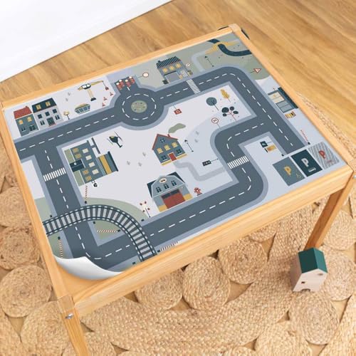 LIMMALAND Klebefolie passend für IKEA LÄTT Kindertisch – Bunte Möbelfolie für Kinderzimmer – Selbstklebende Designfolie mit Kindermotiv – Spieltischklebefolie Kinder (SMÅSTRAAT) von Limmaland