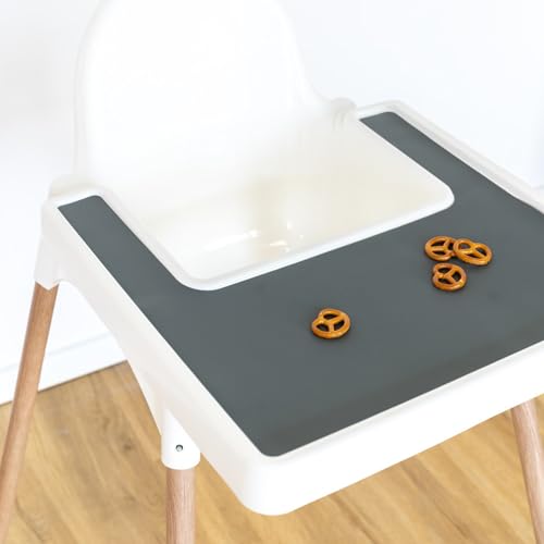 LIMMALAND Silikonmatte passend für IKEA Antilop Hochstuhl - Tischset Baby Lebensmittelecht, abwaschbar und BPA-frei - Platzset Hochstuhl Zubehör - rutschfeste Essmatte aus Silikon (Schiefer) von Limmaland