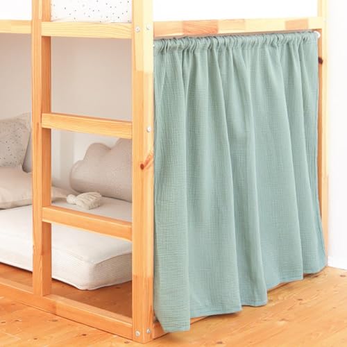 Limmaland Gardinen passend für IKEA KURA Kinderbett - 1x Gardine für Gardinenstangen - Musselin Zubehör für IKEA KURA Kinderbett - 100% Baumwolle und maschinenwaschbar (Eukalyptus) von Limmaland