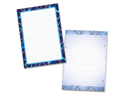 2 Motiv Schreibblöcke Hefte Briefpapier liniert für Kinder Schule Laser Lasertag Strahl neon bunt (1 Block dunkel und 1 Block hell A4 mit je 25 Blättern) von Limonia