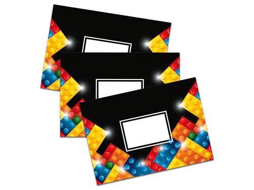 25 Briefumschläge Umschlag Kuvert Kinder Schule Teens Erwachsene Unisex Bausteine Bauklötze bunt schwarz von Limonia