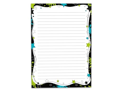 Buntes Briefpapier Schreibblock Schulheft liniert für Mädchen Kinder Schule Teens Erwachsene Sterne bunt (1 Block A5 mit 25 Blättern) von Limonia