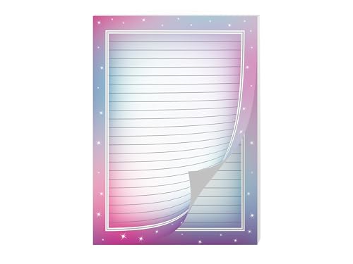 Buntes Motiv Briefpapier Briefblock Heft Schreibblock liniert für Kinder Schule Bauklötze Bausteine Farbverlauf Sterne bunt (1 Block A4 mit 25 Blättern) von Limonia