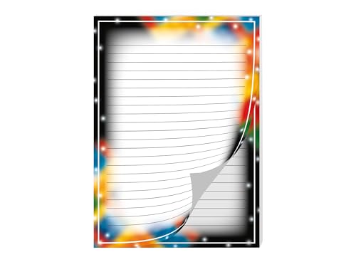Buntes Motiv Briefpapier Briefblock Heft Schreibblock liniert für Kinder Schule Bauklötze Bausteine Farbverlauf bunt (1 Block A4 mit 25 Blättern) von Limonia