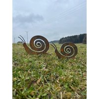 Gartenschnecken | Deko Stahl Gartenstecker Frühling Metall Edelrost Gartendeko von LimosTonwerk