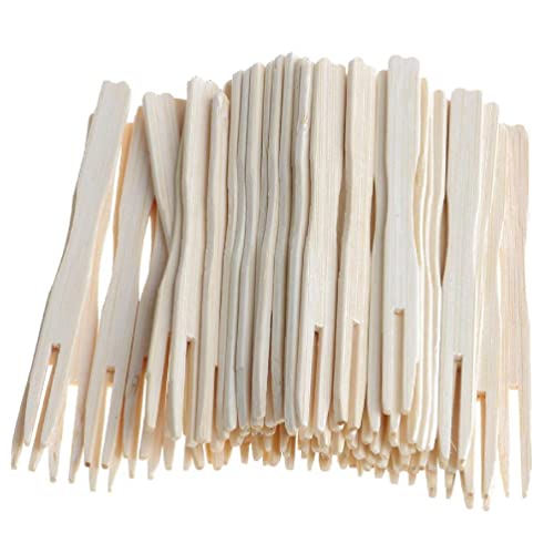 100 Stück Bambus Einweg-Obstgabeln aus Holz, Dessertgabeln für Geschirr, Party, Küchengeschirr von Limtula