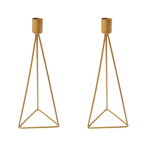 2 Stück Eisenhalter für Zuhause, Hochzeiten, geometrischer Kerzenhalter für Zuhause, Party, Café, Hotel, Esstisch, geometrischer Halter, Roségold, Tischdekoration, Silberglas, klein, hoch, goldfarben von Limtula
